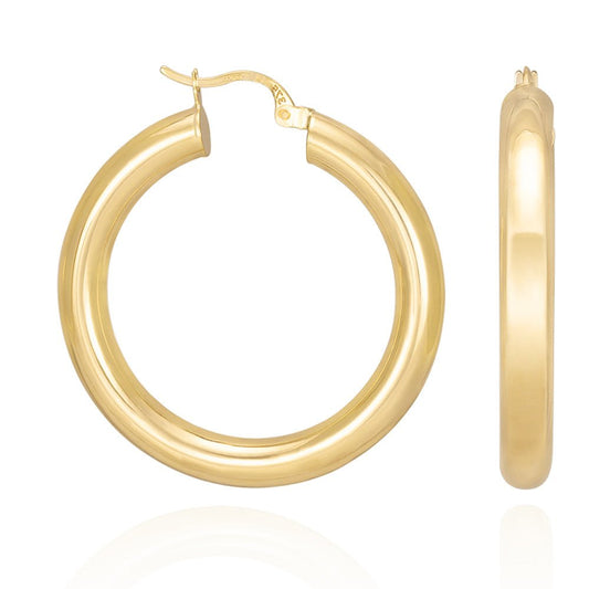 9ct Yellow Gold Plain Hoop Earrings ERV0033M - FJewellery