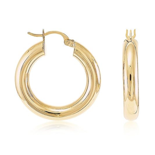 9ct Yellow Gold Plain Hoop Earrings ERV0033S - FJewellery