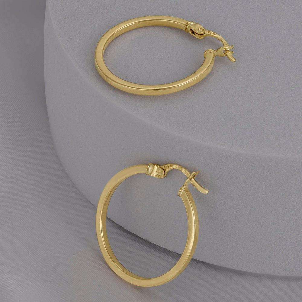 9ct Yellow Gold Plain Hoop Earrings ERV0038M - FJewellery