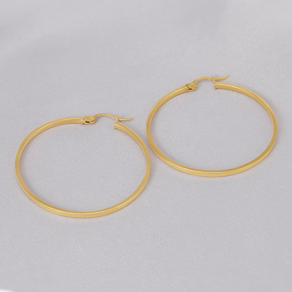 9ct Yellow Gold Plain Hoop Earrings ERV0062L - FJewellery