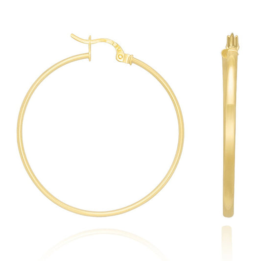 9ct Yellow Gold Plain Hoop Earrings ERV0108L - FJewellery