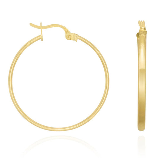 9ct Yellow Gold Plain Hoop Earrings ERV0108S - FJewellery