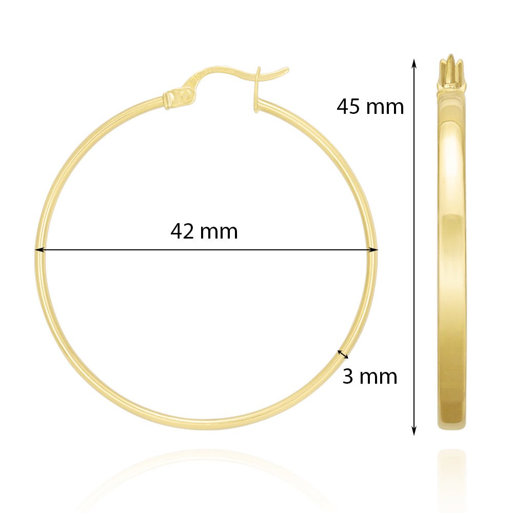 9ct Yellow Gold Plain Hoop Earrings ERV0112L - FJewellery