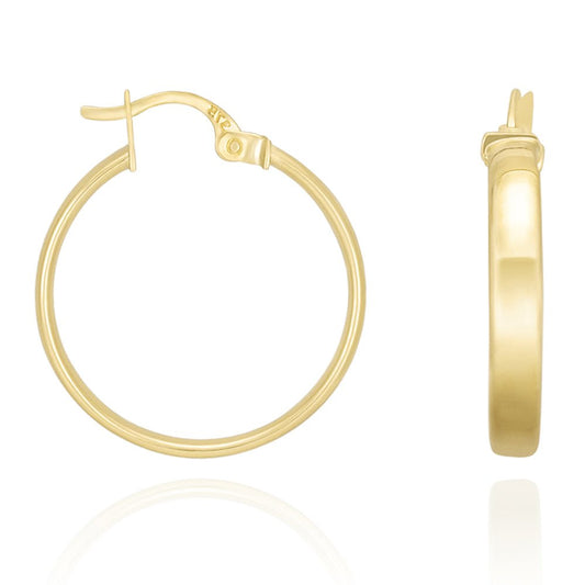 9ct Yellow Gold Plain Hoop Earrings ERV0112S - FJewellery