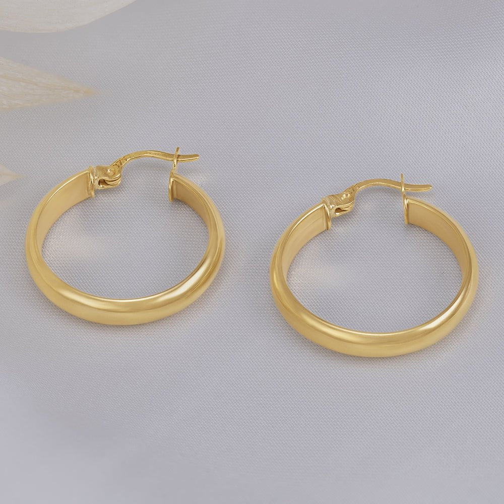 9ct Yellow Gold Plain Hoop Earrings ERV0140S - FJewellery