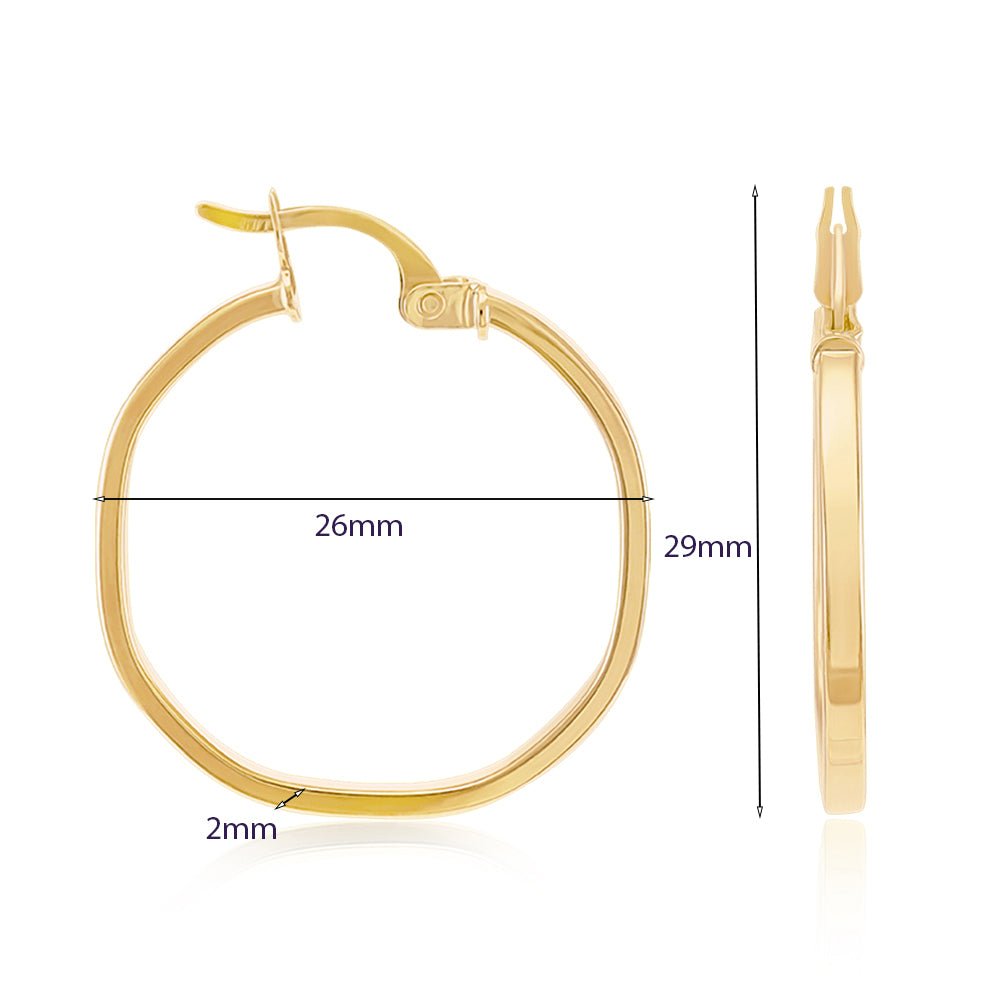 9ct Yellow Gold plain Hoop Earrings ERV0532 - FJewellery