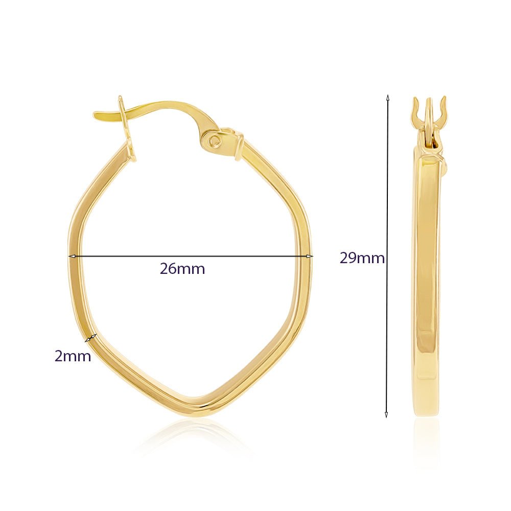 9ct Yellow Gold plain Hoop Earrings ERV0535S - FJewellery