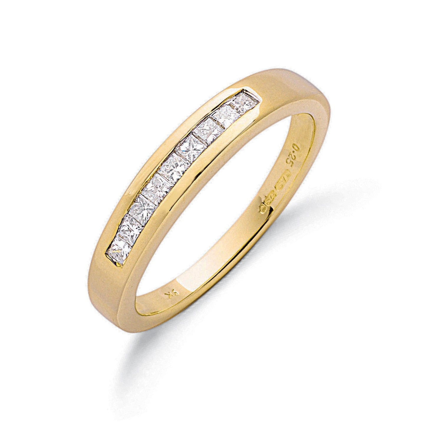 9ct Yellow Gold Princess Cut Diamond Half Eternity Ring 3.5mm - FJewellery
