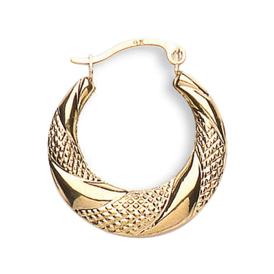 9ct Yellow Gold Simple Creole Earrings - FJewellery
