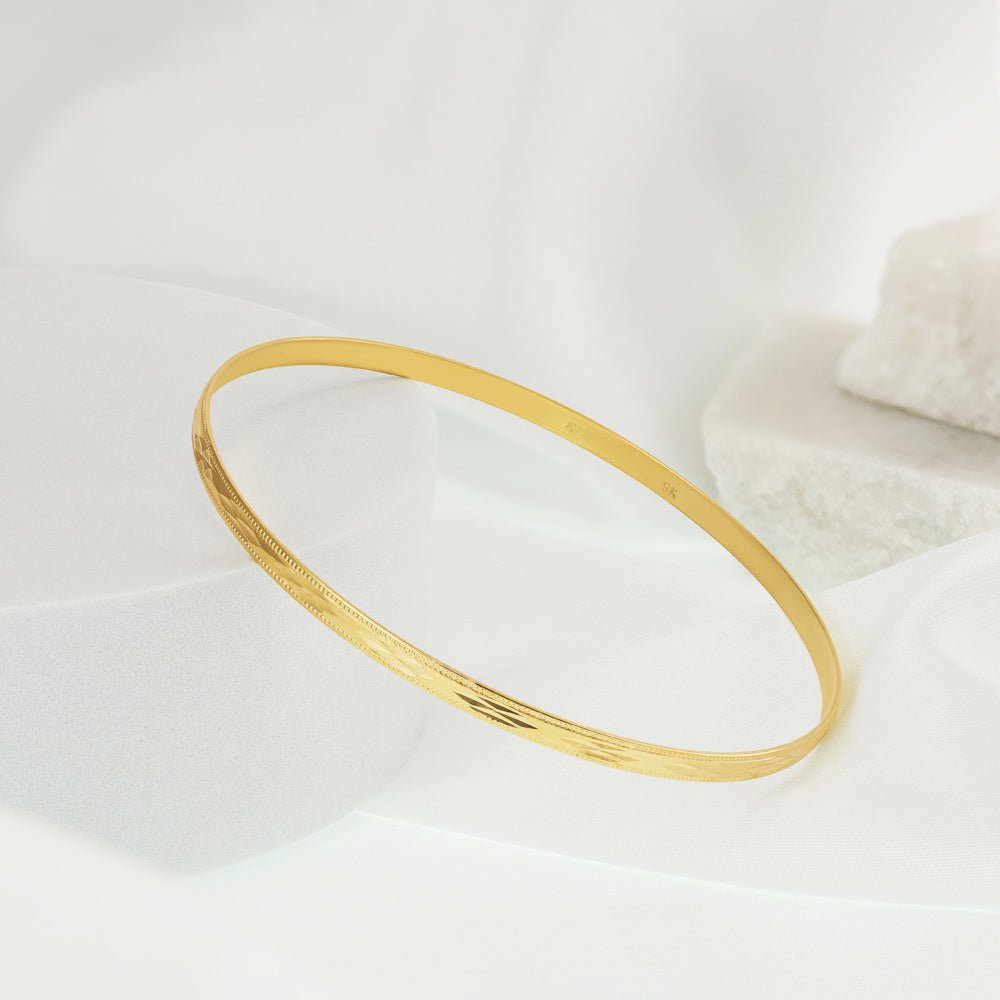 9ct Yellow Gold Slave Bangle 3mm - FJewellery