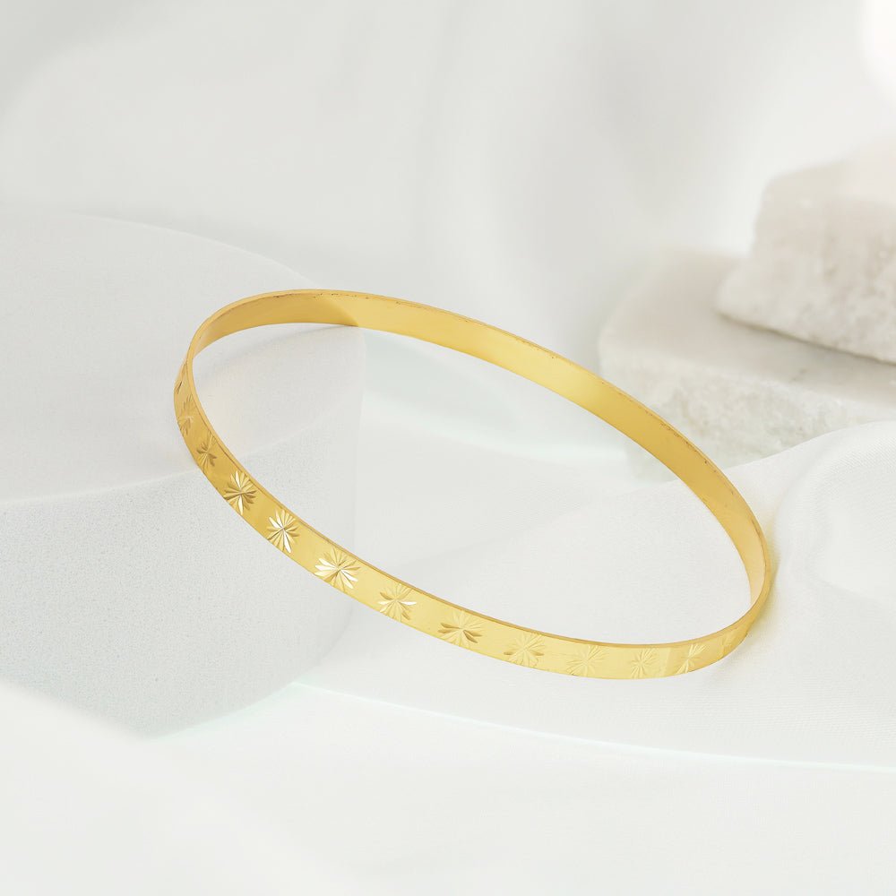 9ct Yellow Gold Slave Bangle 4mm - FJewellery