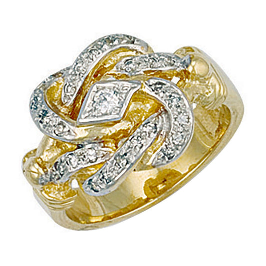 9ct Yellow Gold Small Size Cz Set Knot Ring - FJewellery