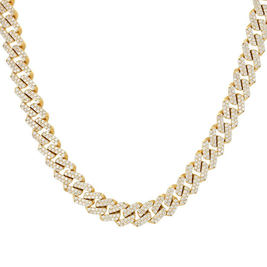 9ct Yellow Gold Square Curb Chain and Cubic Zirconia Stones 2016294 - FJewellery
