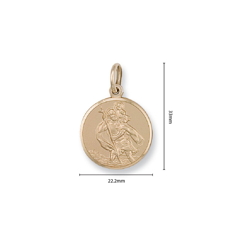 9ct Yellow Gold St Christopher Circle Design Pendant - FJewellery