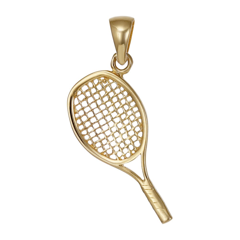9ct yellow gold Tennis racket Drop Pendants PD60-9-40-7 - FJewellery