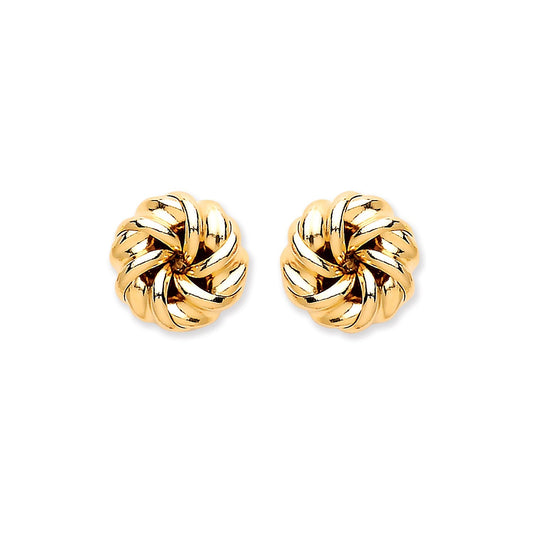 9ct Yellow Gold Tight Knot Studs 7.5mm - FJewellery