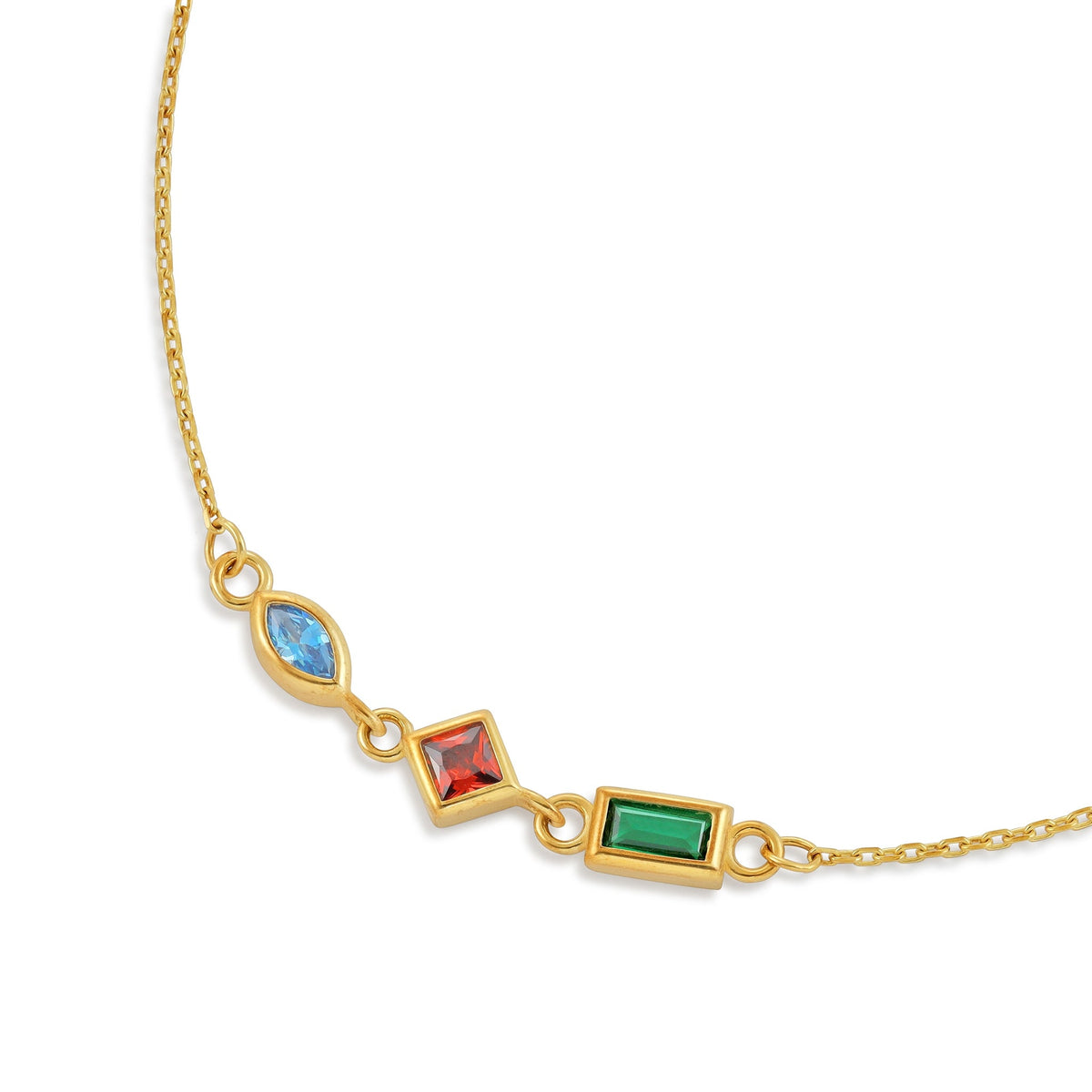 9ct Yellow Gold Tri Colour Gemstone Bracelet BR9019 - FJewellery