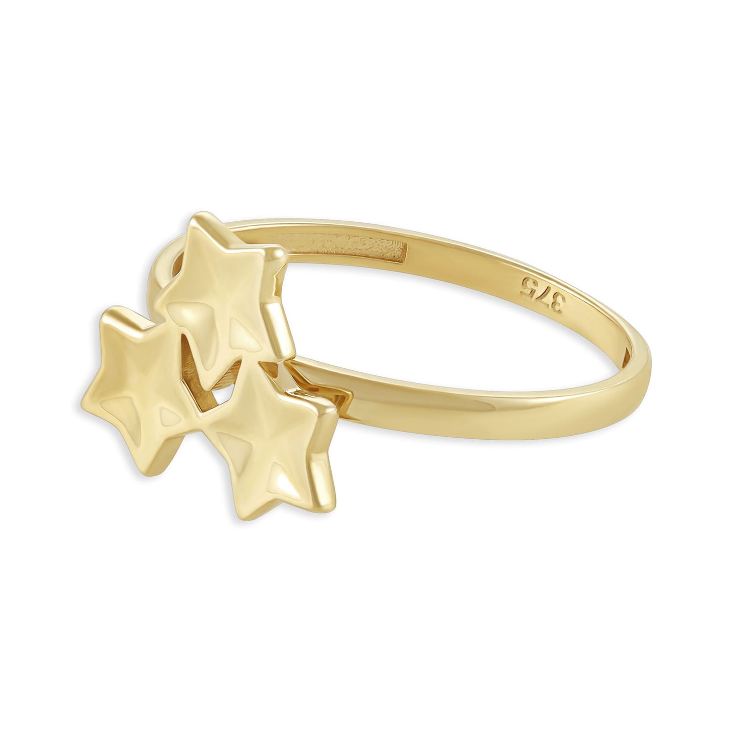 9ct Yellow Gold Triple Star Ring - FJewellery