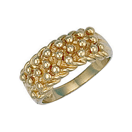 9ct Yellow Gold Woven Back 3 Row Keeper Ring 8.5mm - FJewellery