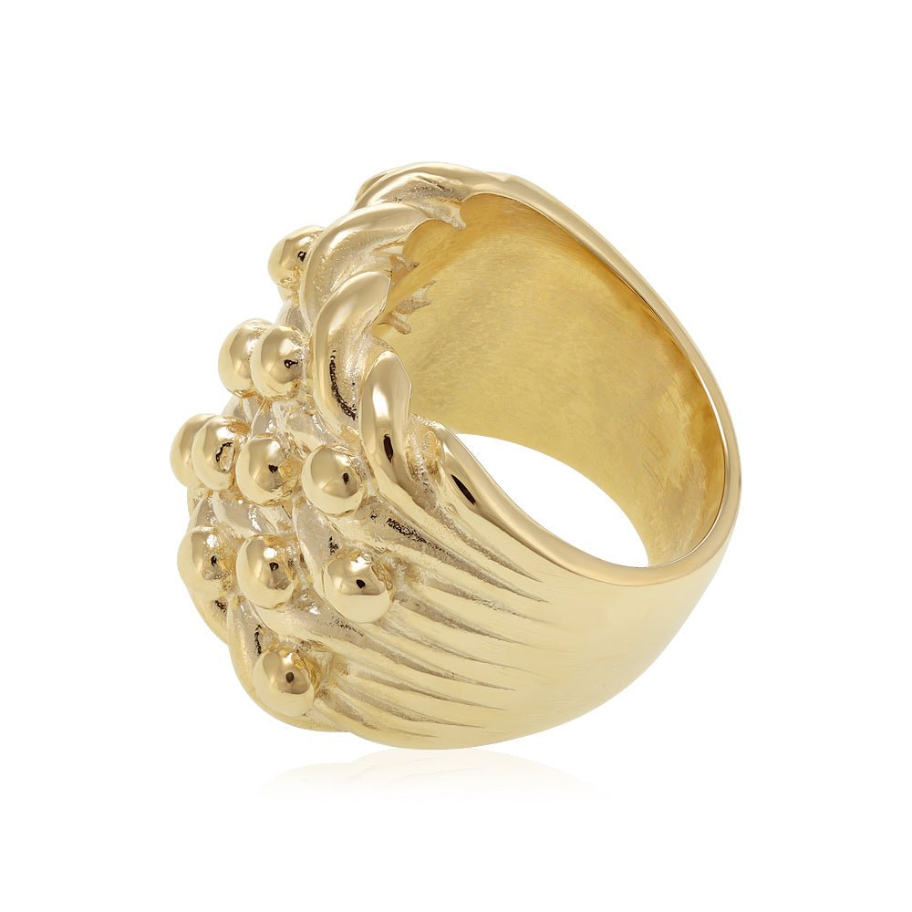9ct Yellow Gold Woven Back 4 Row Keeper Ring 111047 - FJewellery