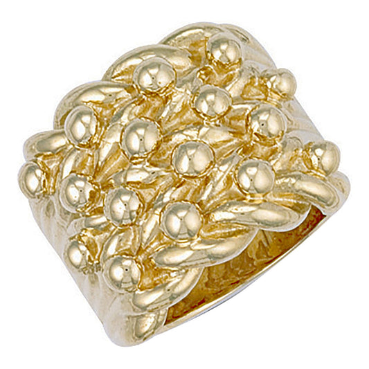 9ct Yellow Gold Woven Back 4 Row Keeper Ring 22.5mm - FJewellery