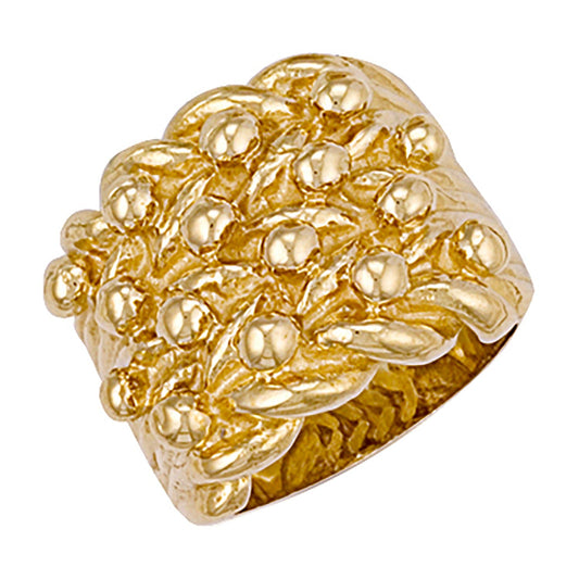 9ct Yellow Gold Woven Back 4 Row Keeper Ring 23.5mm - FJewellery