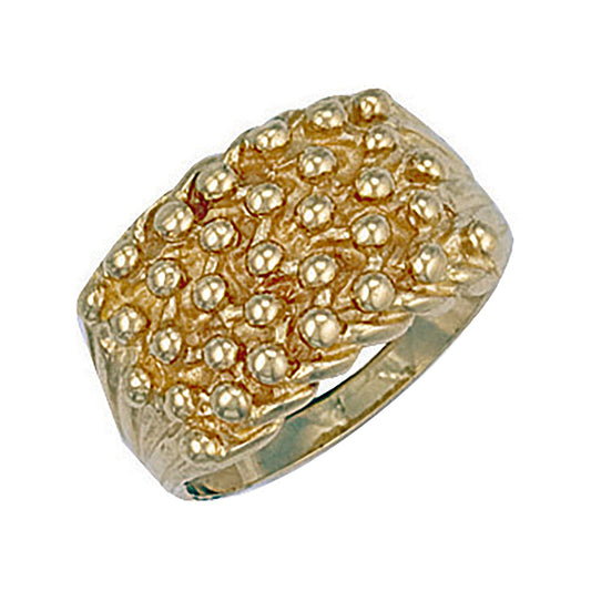 9ct Yellow Gold Woven Back 5 Row Keeper Ring 14mm - FJewellery
