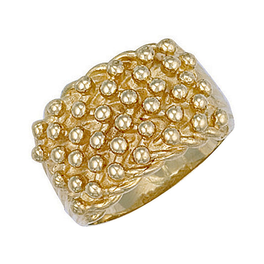 9ct Yellow Gold Woven Back 6 Row Keeper Ring 17mm - FJewellery