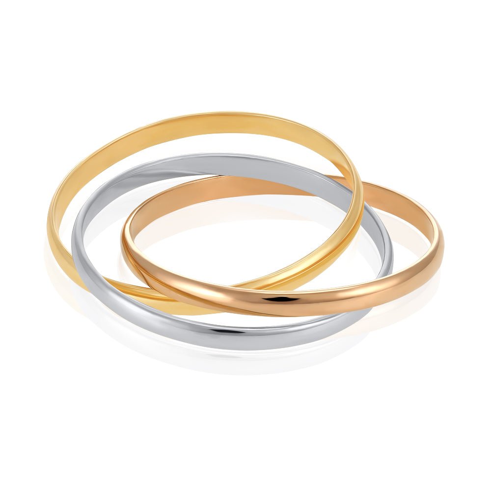 9ct Yellow White and Rose Gold Russian Style 2mm Wedding Bands 121001 - FJewellery