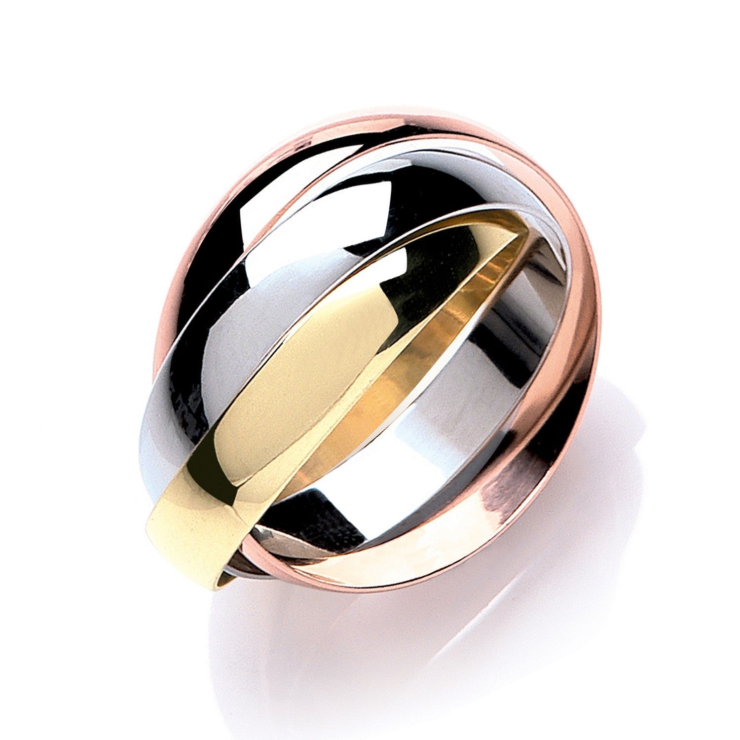 9ct Yellow White and Rose Gold Russian Style 4mm Wedding Bands - FJewellery