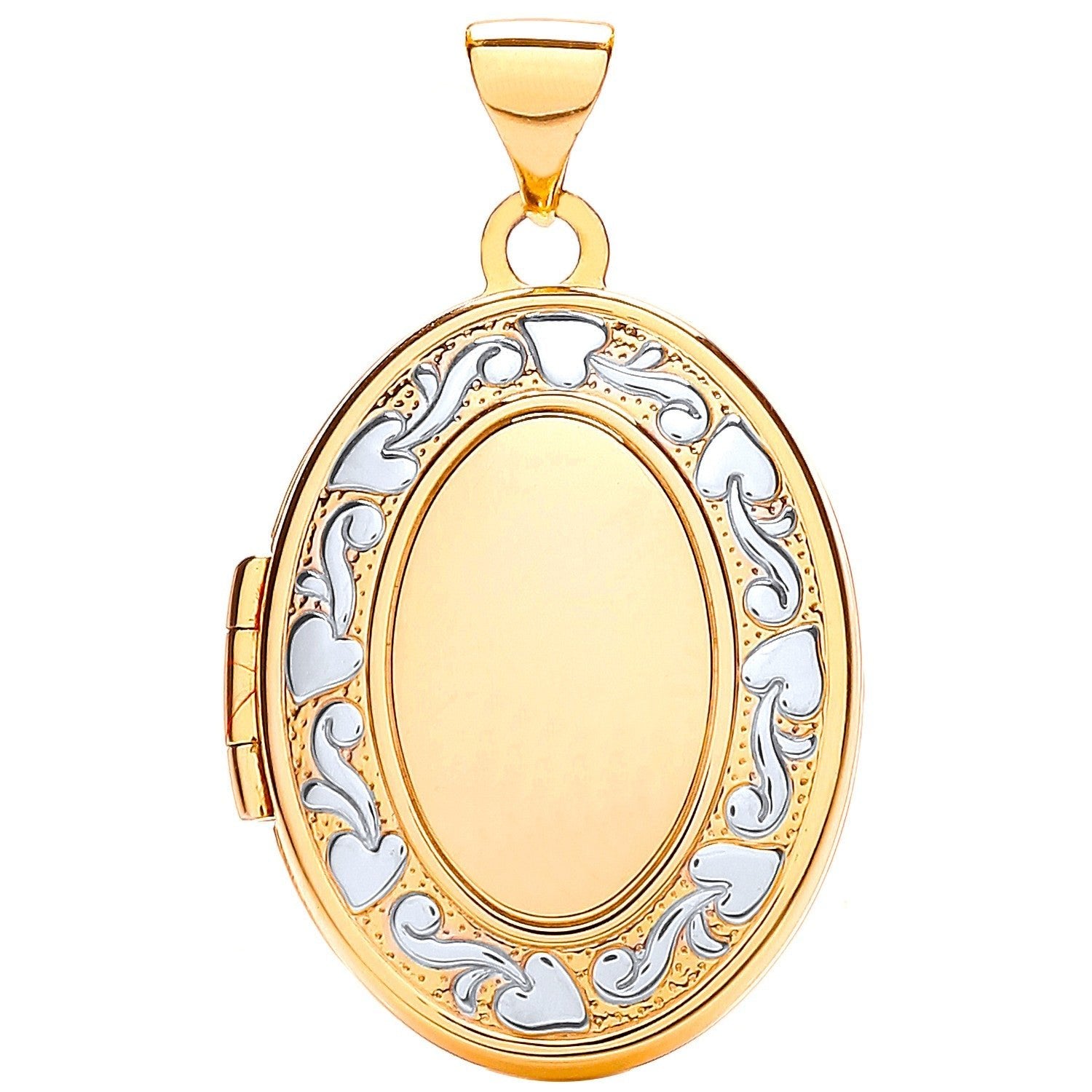 9ct Yellow White Gold Oval Shaped Family Locket - FJewellery