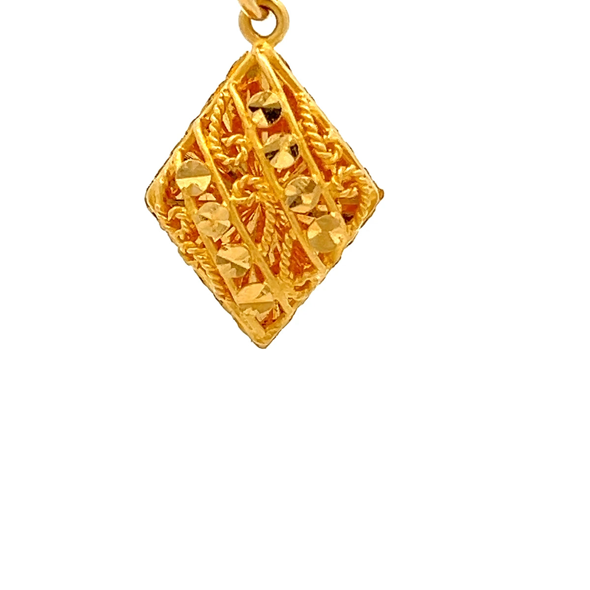 22ct Gold Diamond-Shaped Sunburst Pattern Pendant