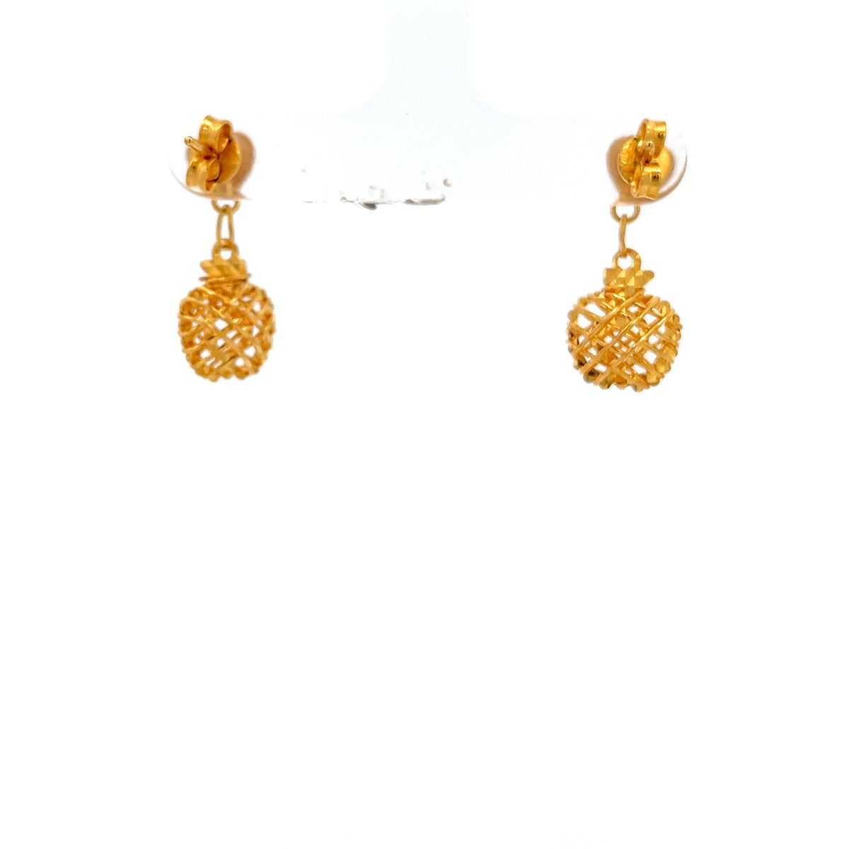 22ct Gold Openwork Lattice Drop Earrings