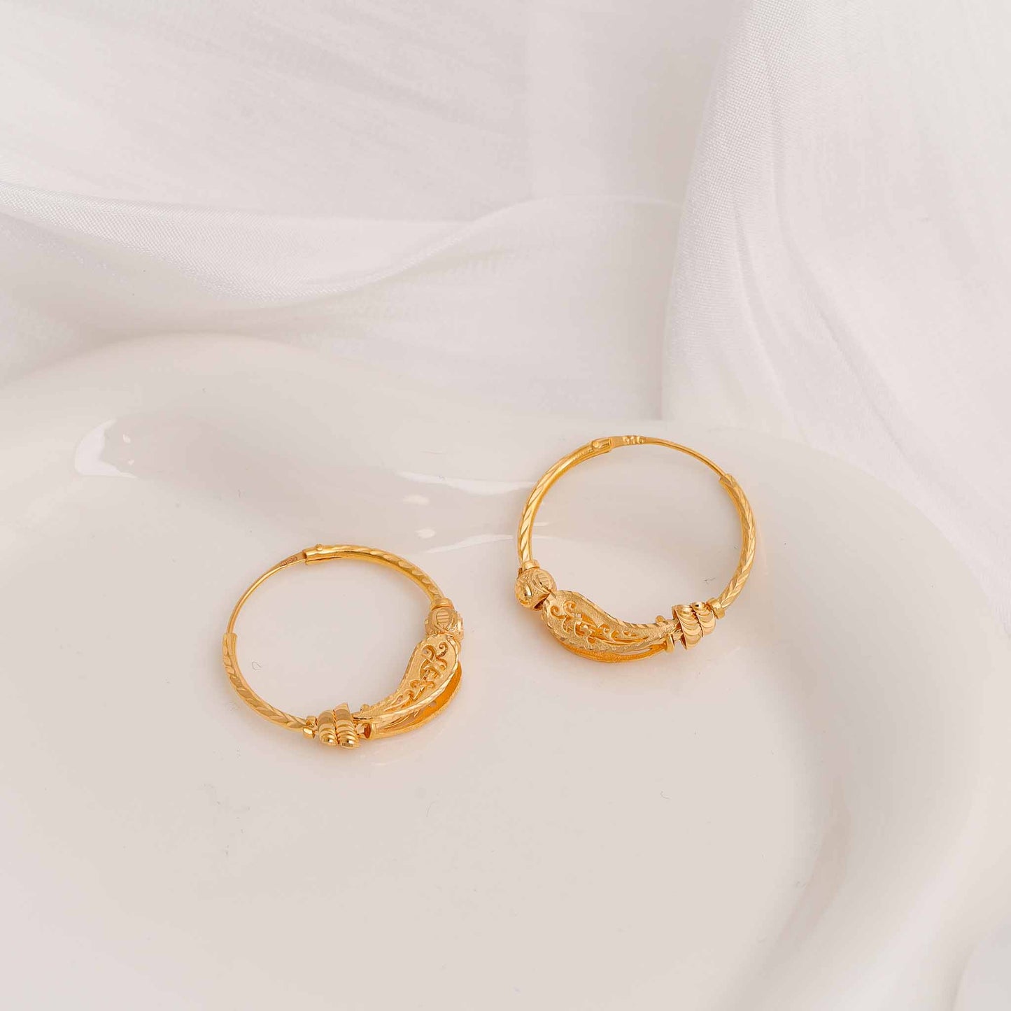 22ct Yellow Gold Hoop Earrings BF1224-ER16