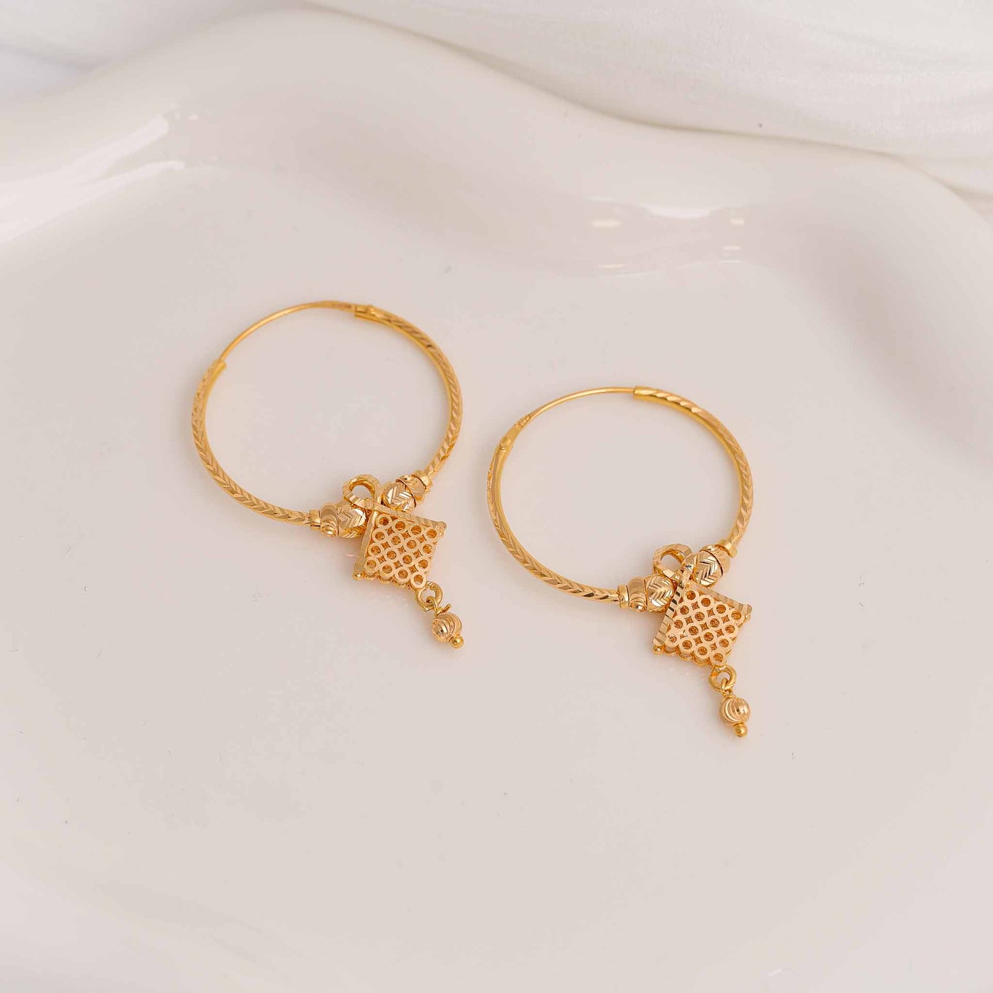 22ct Yellow Gold Hoop Earrings BF1224-ER21