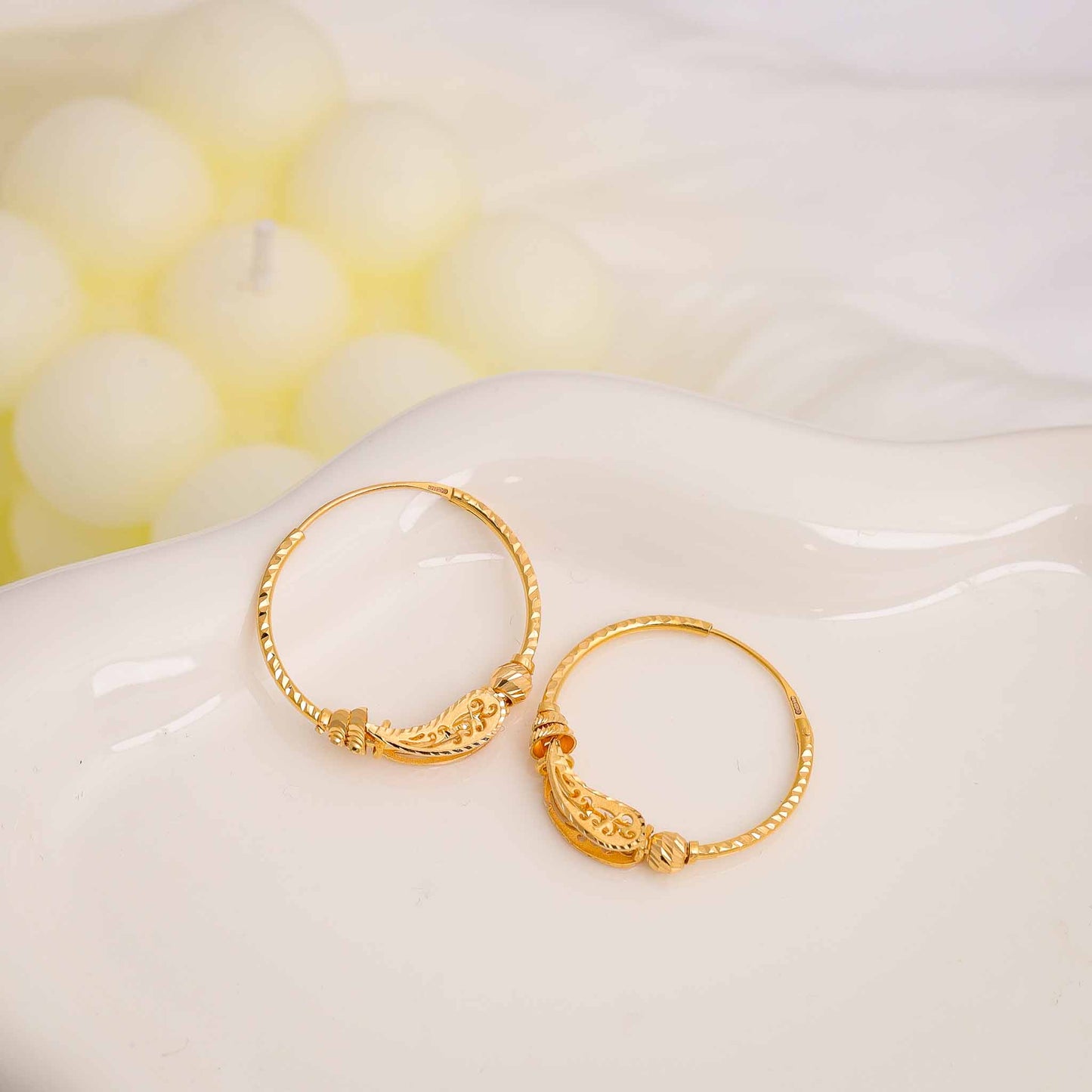22ct Yellow Gold Hoop Earrings BF1224-ER25
