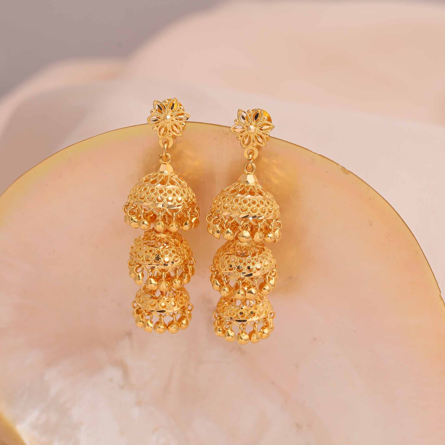 22ct Yellow Gold Jhumka Earrings BF1224-ER2