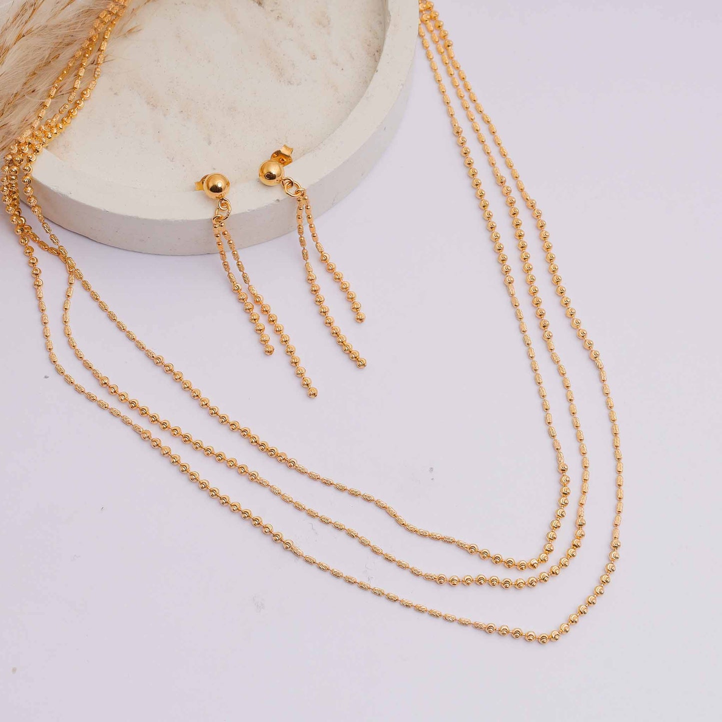 22ct Yellow Gold Multilayer Bead Chain Necklace BF1224-NKS10-NK