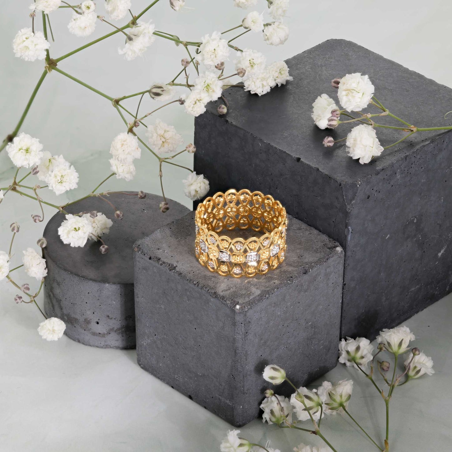 22ct Yellow Gold Tri Colour Unique Design Ring BF1224-RN24