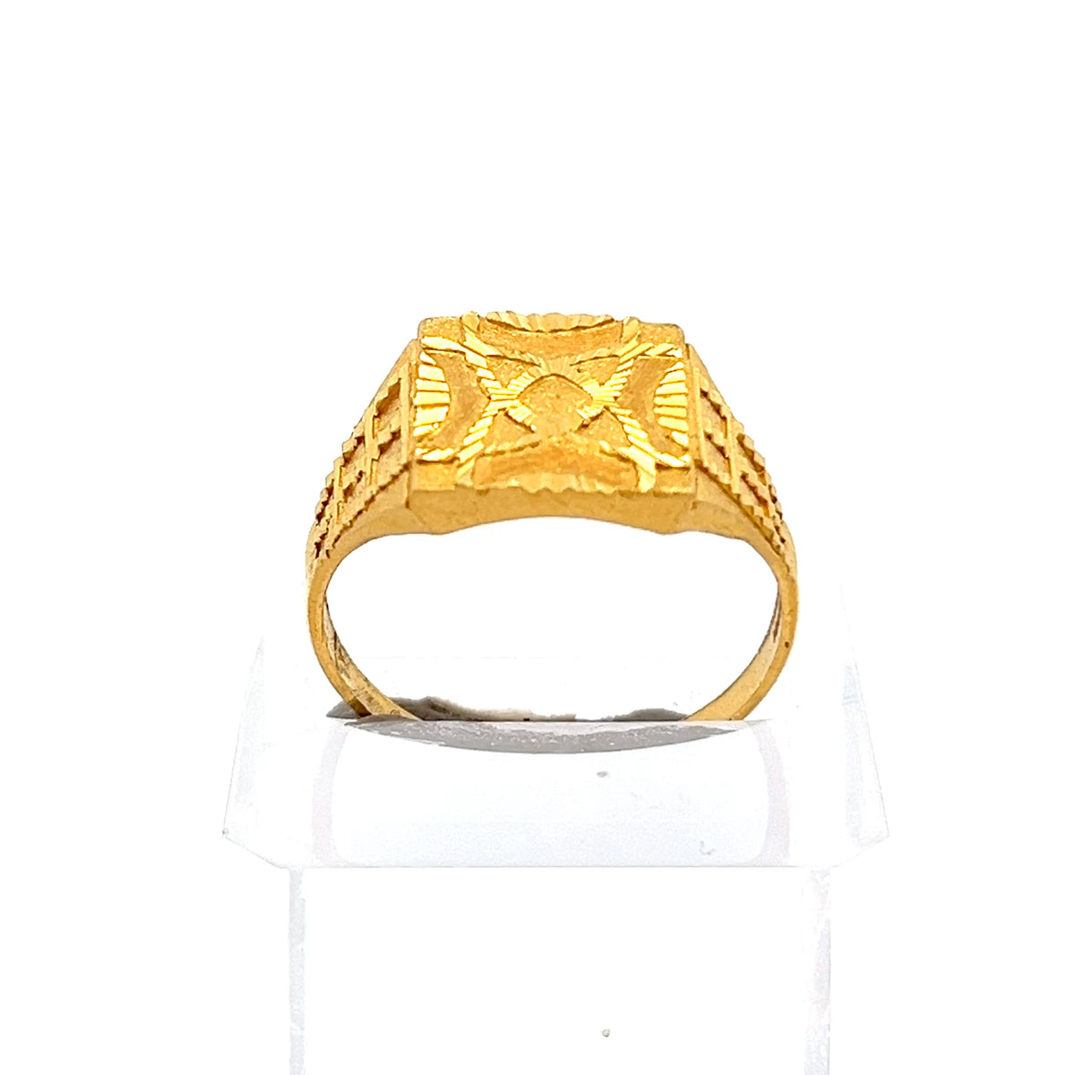 22ct Gold Geometric Engraved Signet Ring