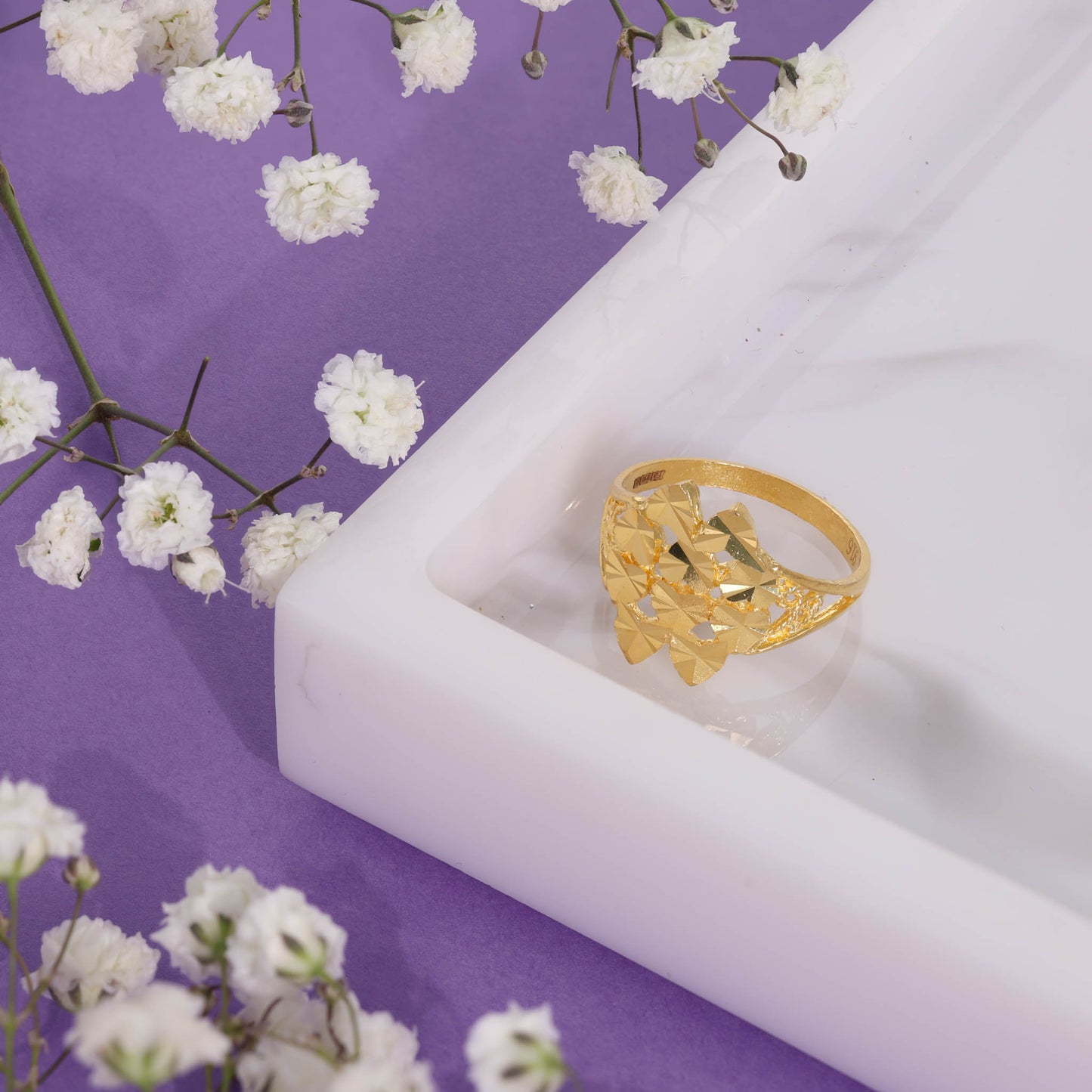 22ct Yellow Gold Heart Design Unique Ring BF1224-RN53