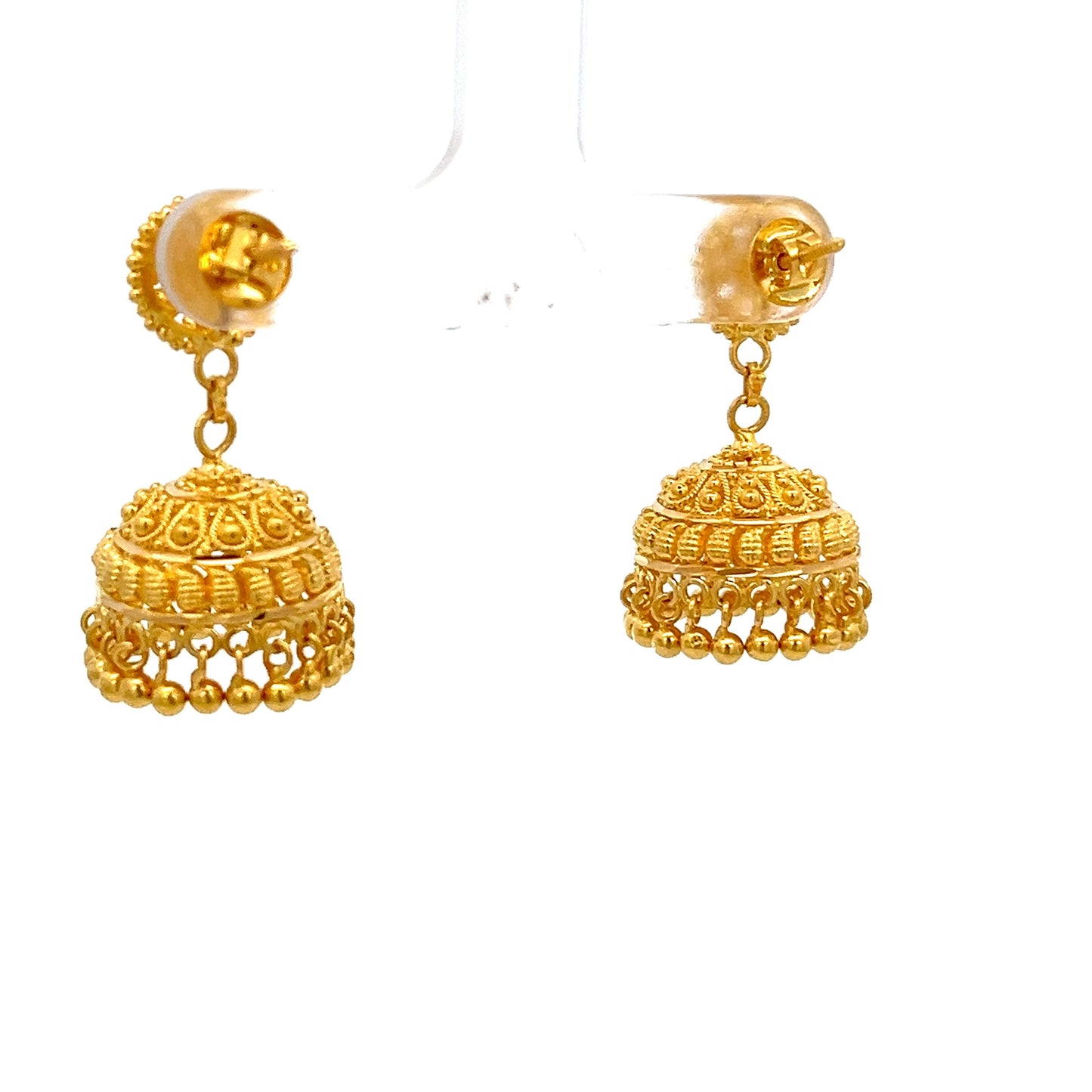 22ct Gold Ornate Domed Jhumka Drop Earrings