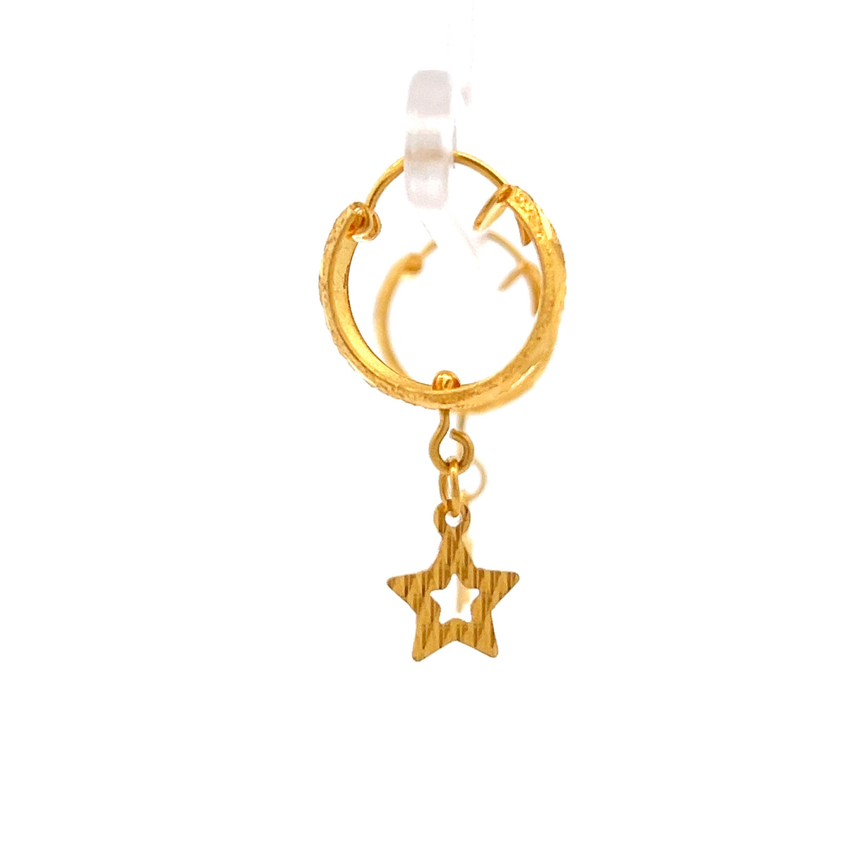 22ct Gold Hoop Earrings with Star Drop Charms
