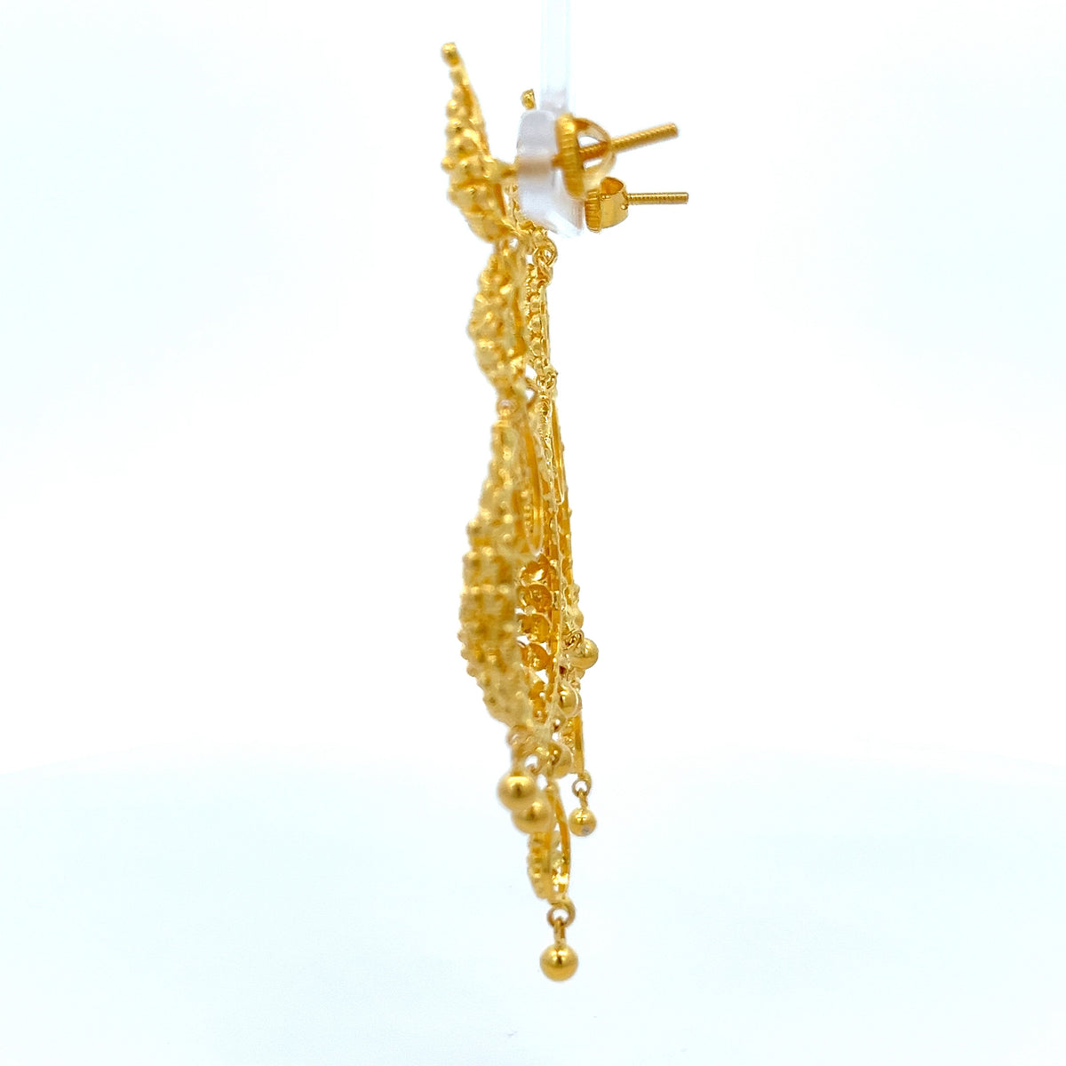 22ct Gold Ornate Filigree Chandelier Drop Earrings
