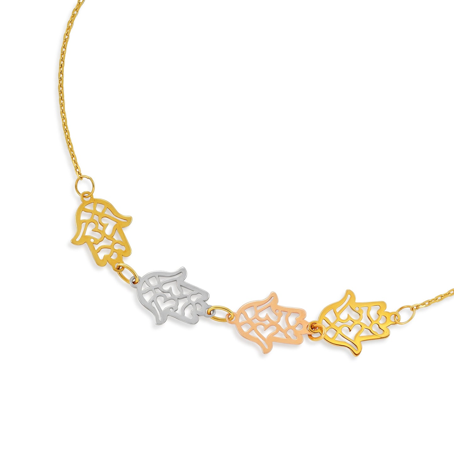 9ct Tri Gold Hamsa Hand Bracelet