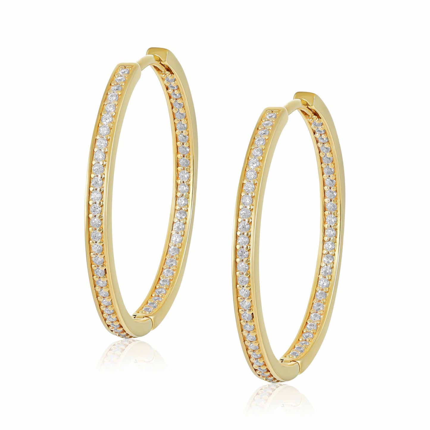 9ct Yellow Gold Cubic Zirconia Hoop Earrings
