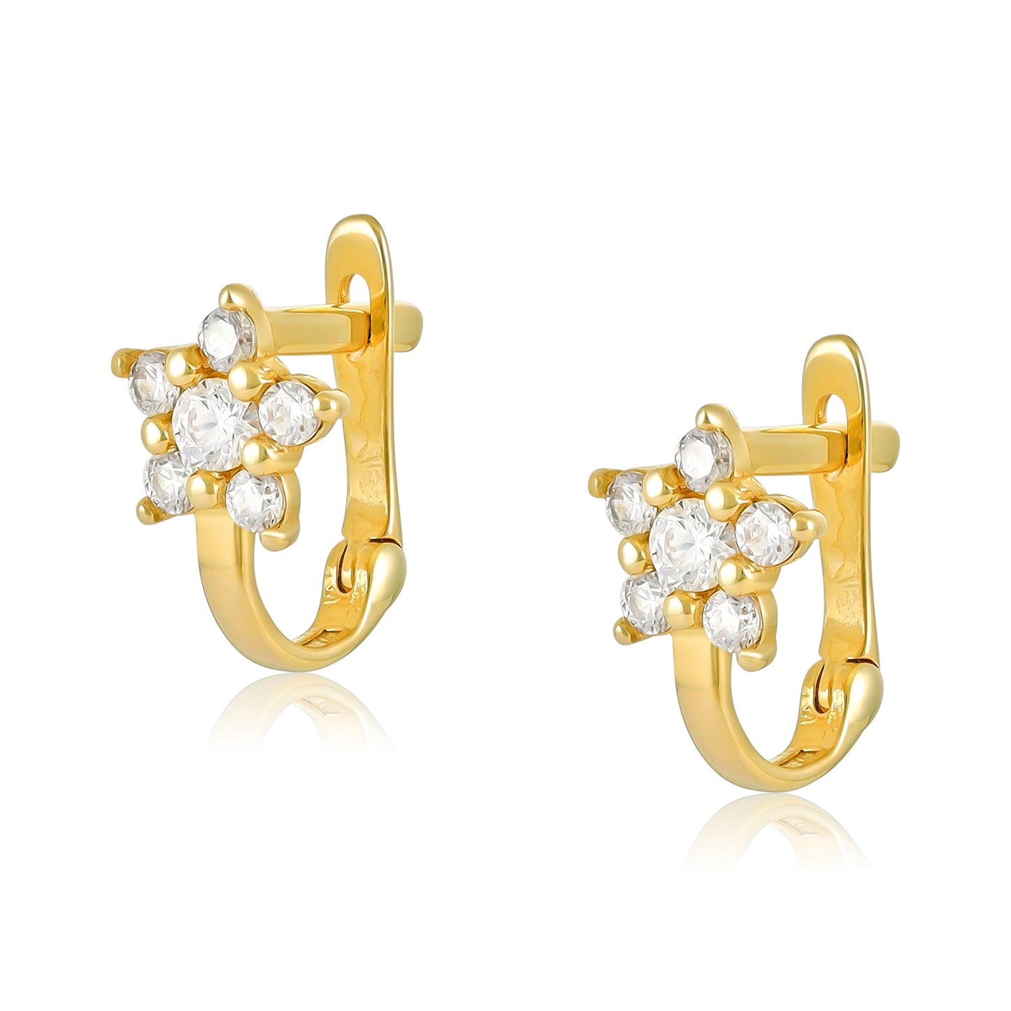 9ct Yellow Gold Cubic Zirconia Flower Earrings