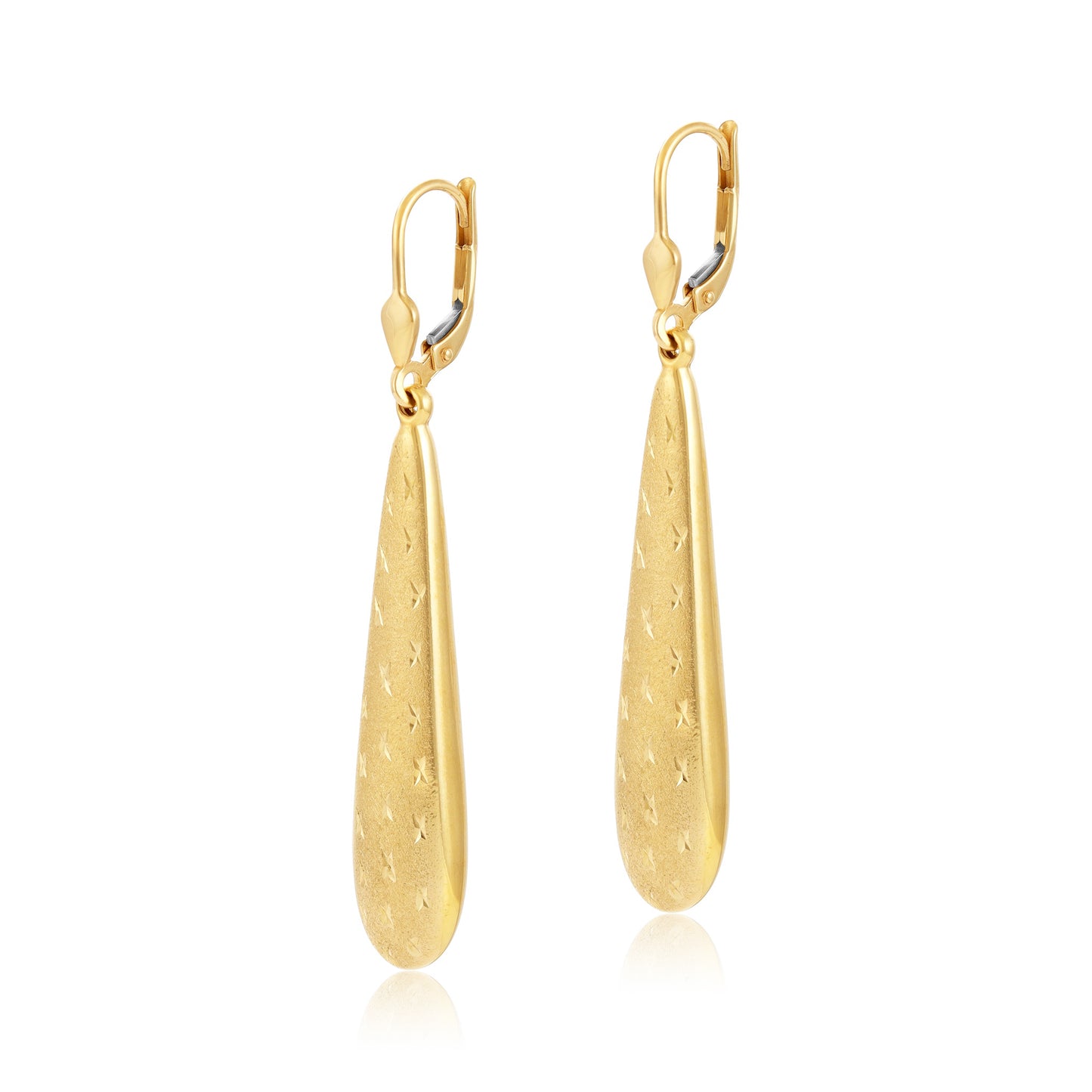 9ct Yellow Gold Patterned Drop Earrings