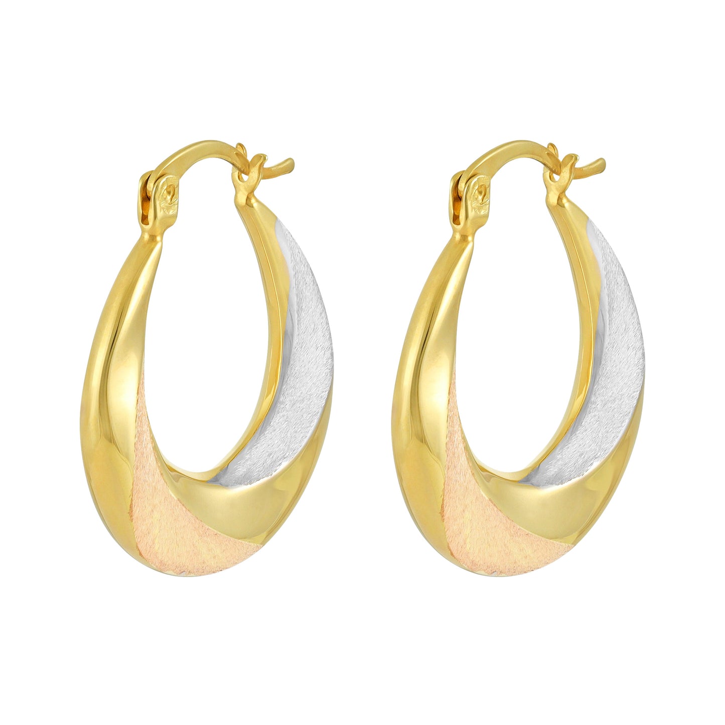 9ct Tri Colour Hoop Earrings