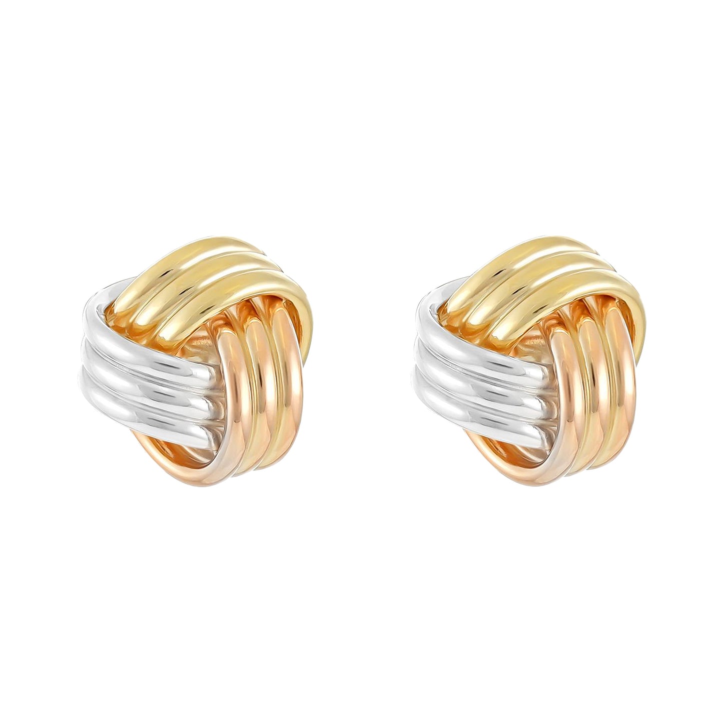9ct Tri Colour Knotted Large Stud Earrings